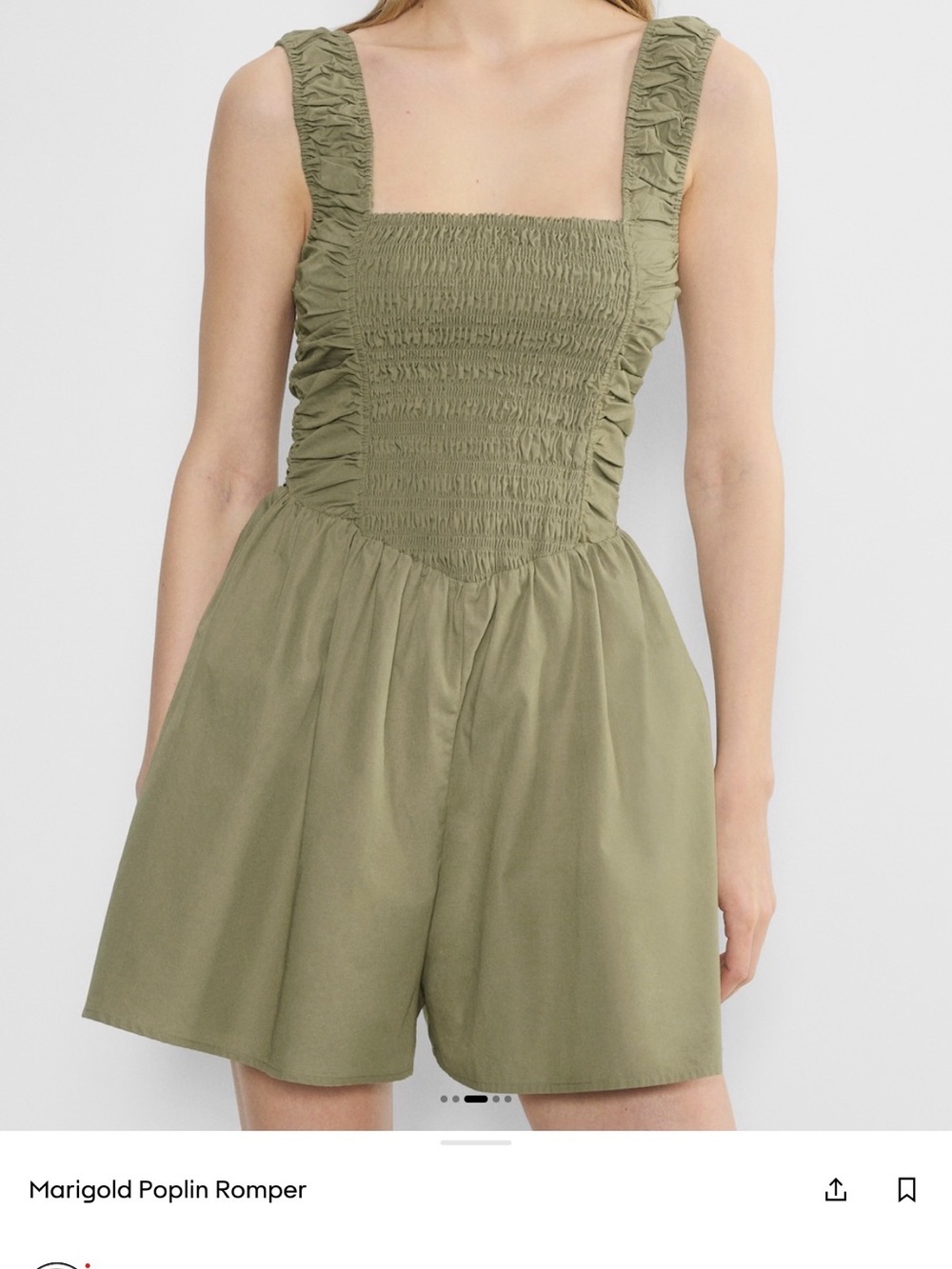 Aritzia Marigold Poplin Romper Olive Green